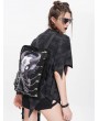 Devil Fashion Black Gothic Printed Chain Embellished Backpack