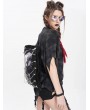 Devil Fashion Black Gothic Printed Chain Embellished Backpack