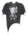Devil Fashion Black Gothic Printed Irregular Loose T-shirt for Women