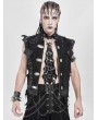 Devil Fashion Black Gothic Punk Faux Leather Studded Choker Tie for Men