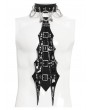 Devil Fashion Black Gothic Punk Faux Leather Studded Choker Tie for Men