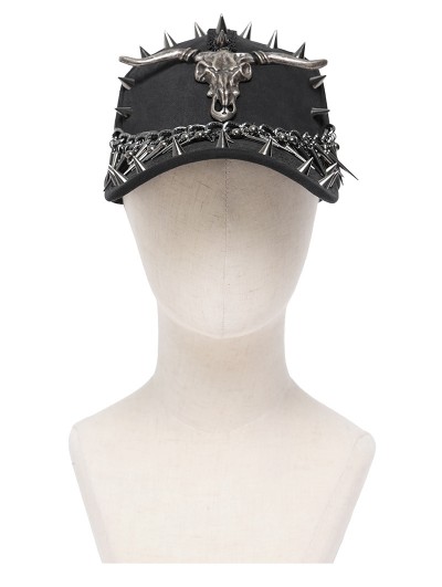 Devil Fashion Black Gothic Punk Spike Studded Cap for Men