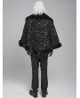 Devil Fashion Black Gothic Retro Embroidered Faux Fur Short Cape for Men
