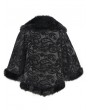Devil Fashion Black Gothic Retro Embroidered Faux Fur Short Cape for Men
