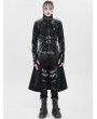 Devil Fashion Black Gothic Punk Spiked Faux Leather Long Jacket for Men