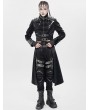 Devil Fashion Black Gothic Punk Spiked Faux Leather Long Jacket for Men
