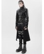 Devil Fashion Black Gothic Punk Spiked Faux Leather Long Jacket for Men