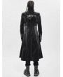 Devil Fashion Black Gothic Punk Spiked Faux Leather Long Jacket for Men