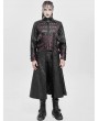 Devil Fashion Black and Red Gothic Punk Studded Buckle Strap Long Coat for Men