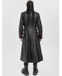 Devil Fashion Black and Red Gothic Punk Studded Buckle Strap Long Coat for Men