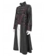 Devil Fashion Black and Red Gothic Punk Studded Buckle Strap Long Coat for Men