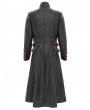 Devil Fashion Black and Red Gothic Punk Studded Buckle Strap Long Coat for Men