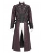 Devil Fashion Wine Red Gothic Punk Studded Buckle Strap Long Coat for Men