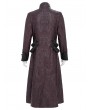 Devil Fashion Wine Red Gothic Punk Studded Buckle Strap Long Coat for Men