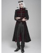 Devil Fashion Black and Red Retro Gothic Stand Collar Embroidered Velvet Party Coat for Men