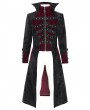 Devil Fashion Black and Red Retro Gothic Stand Collar Embroidered Velvet Party Coat for Men