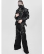 Devil Fashion Black Gothic Punk Shirring Zip-Up Jacket for Men