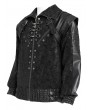 Devil Fashion Black Gothic Punk Shirring Zip-Up Jacket for Men