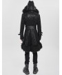 Devil Fashion Black Gothic Punk Buckle-Up Plush Spliced Hooded Jacket for Men
