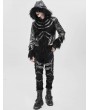 Devil Fashion Black Gothic Punk Faux Fur Patchwork Hooded Jacket for Men