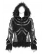 Devil Fashion Black Gothic Punk Faux Fur Patchwork Hooded Jacket for Men