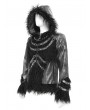 Devil Fashion Black Gothic Punk Faux Fur Patchwork Hooded Jacket for Men