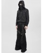 Devil Fashion Black Gothic Punk Eyelet Hooded Distressed Jacket for Men