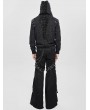 Devil Fashion Black Gothic Punk Eyelet Hooded Distressed Jacket for Men