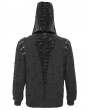 Devil Fashion Black Gothic Punk Eyelet Hooded Distressed Jacket for Men