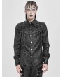 Devil Fashion Black Gothic Punk Buckle Chain Long Sleeve Shirt for Men