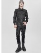 Devil Fashion Black Gothic Punk Buckle Chain Long Sleeve Shirt for Men