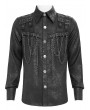 Devil Fashion Black Gothic Punk Buckle Chain Long Sleeve Shirt for Men