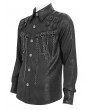 Devil Fashion Black Gothic Punk Buckle Chain Long Sleeve Shirt for Men