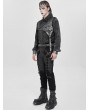 Devil Fashion Black Gothic Faux Leather Patch Long Sleeve Shirt for Men