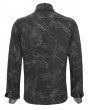 Devil Fashion Black Gothic Faux Leather Patch Long Sleeve Shirt for Men
