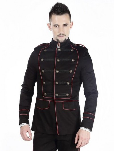 Pentagramme Black Gothic Military Style Jacket for Men