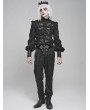 Devil Fashion Black Retro Gothic Jacquard Puff Sleeve Party Shirt for Men