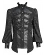 Devil Fashion Black Retro Gothic Jacquard Puff Sleeve Party Shirt for Men