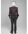 Devil Fashion Black and Red Retro Gothic Jacquard Puff Sleeve Party Shirt for Men
