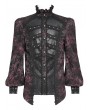 Devil Fashion Black and Red Retro Gothic Jacquard Puff Sleeve Party Shirt for Men