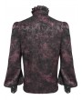 Devil Fashion Black and Red Retro Gothic Jacquard Puff Sleeve Party Shirt for Men