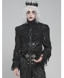 Devil Fashion Black Retro Gothic Ruffled Stand Collar Beaded Shirt for Men