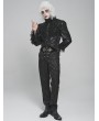 Devil Fashion Black Retro Gothic Ruffled Stand Collar Beaded Shirt for Men
