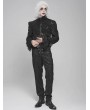 Devil Fashion Black Retro Gothic Ruffled Stand Collar Beaded Shirt for Men