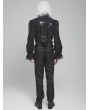 Devil Fashion Black Retro Gothic Ruffled Stand Collar Beaded Shirt for Men