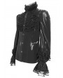 Devil Fashion Black Retro Gothic Ruffled Stand Collar Beaded Shirt for Men