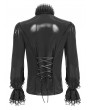 Devil Fashion Black Retro Gothic Ruffled Stand Collar Beaded Shirt for Men