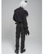 Devil Fashion Black Retro Gothic Vampire Plunging Irregular Ruffle Shirt for Men