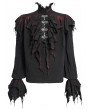 Devil Fashion Black Retro Gothic Vampire Plunging Irregular Ruffle Shirt for Men