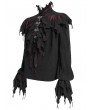 Devil Fashion Black Retro Gothic Vampire Plunging Irregular Ruffle Shirt for Men